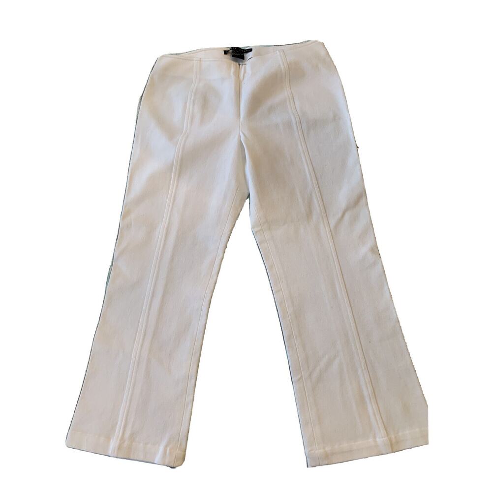 10 Yansi Fugel White Heavyweight Cotton Blend Stretch Women's Crop Pants